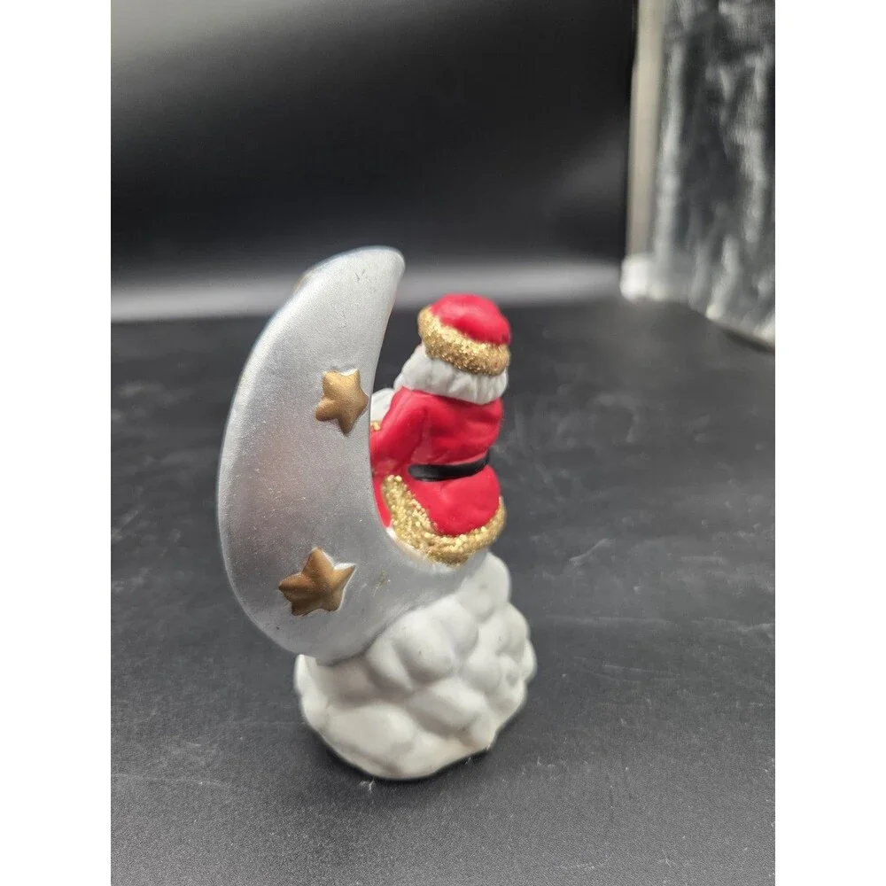 Santa On Crescent Moon Reading A Book Christmas Decor